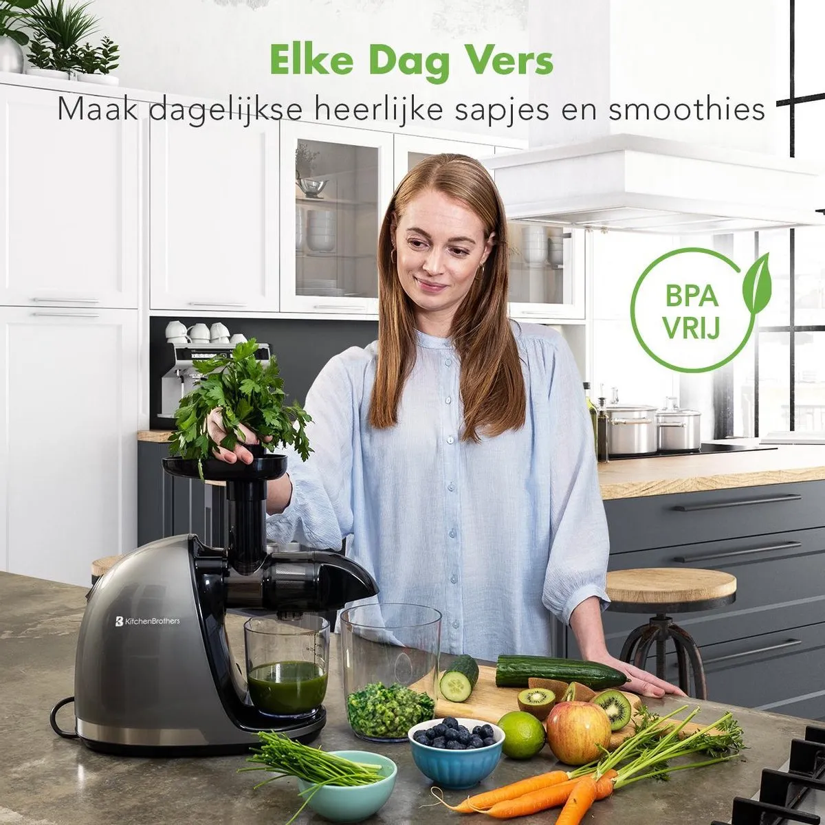 KitchenBrothers KB737 Slowjuicer - 700ml - Grijs