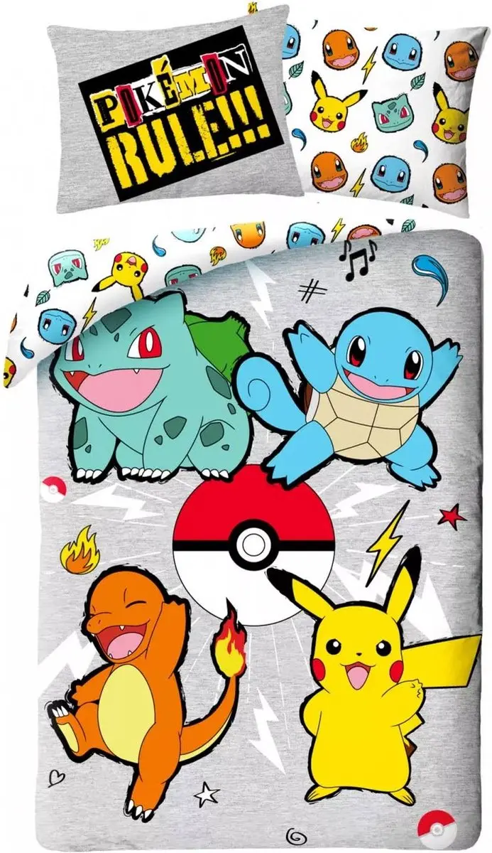 Pokemon dubbelzijdig bedrukt dekbedovertrek 140x200 cm met kussensloop