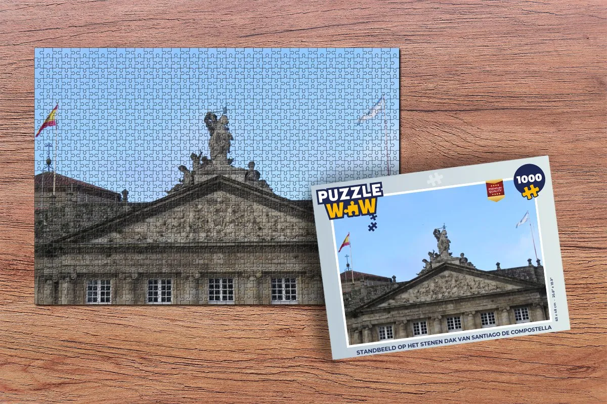 PuzzleWow Legpuzzel Santiago de Compostella 1000 Stuks - Multicolor