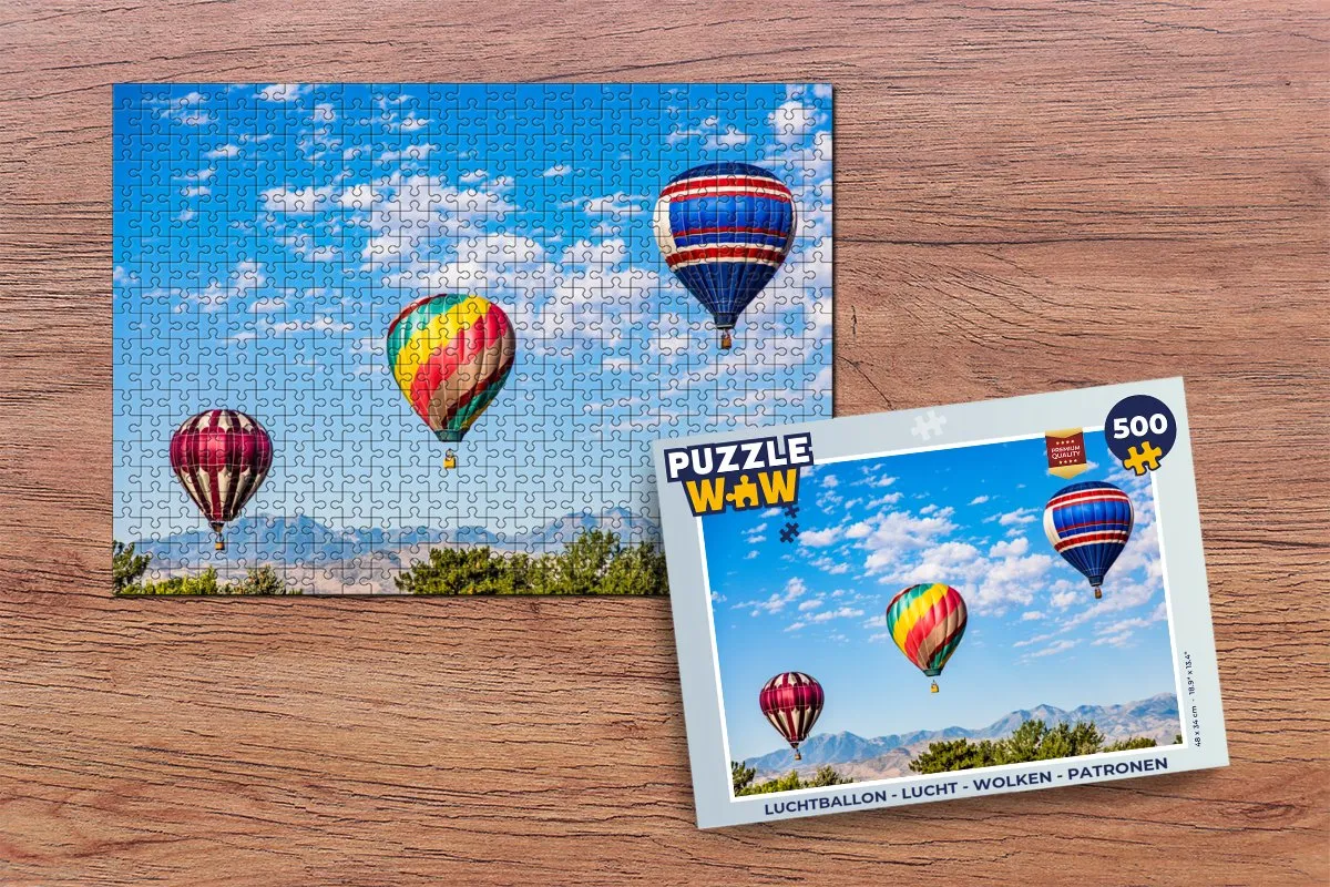 PuzzleWow Luchtballon Wolken Patronen Legpuzzel 500 Stuks - Multicolor