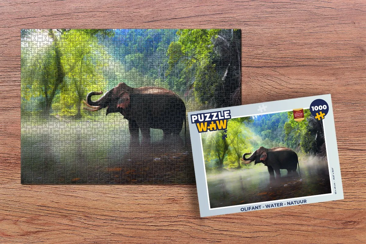 PuzzleWow Legpuzzel Olifant 1000 Stuks - Multicolor