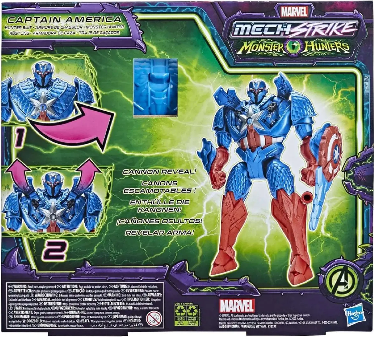 Marvel Mech Strike Monster Hunters Captain America 20cm - Blauw