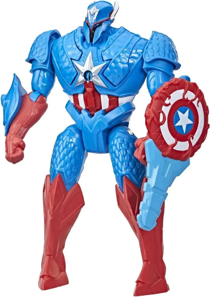 Marvel Mech Strike Monster Hunters Captain America 20cm - Blauw