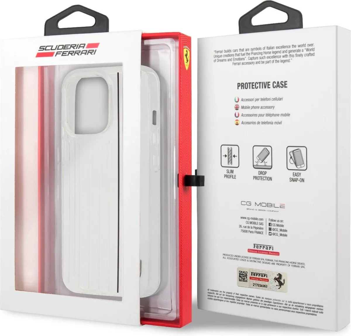 Ferrari 3D Stripes Black Line Hoes iPhone 13 Pro - Zwart