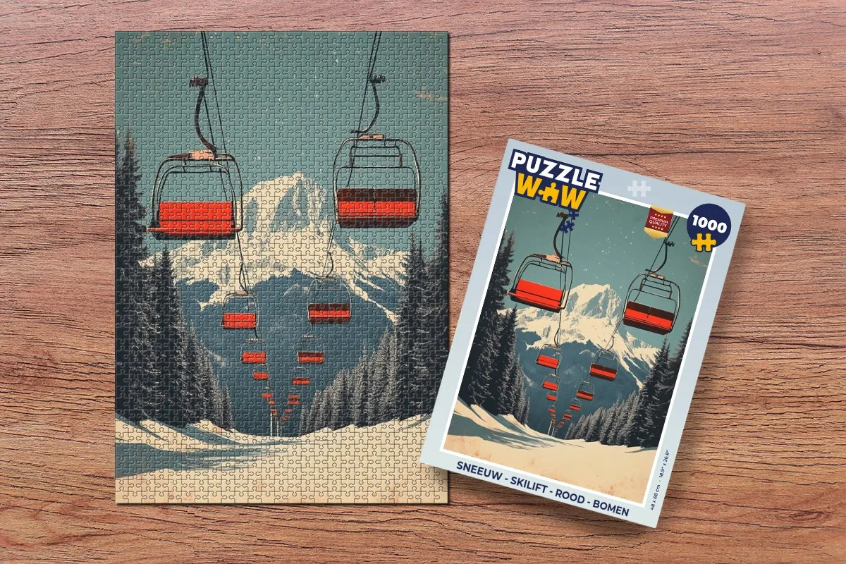 PuzzleWow Skilift Legpuzzel 1000 Stuks - Rood