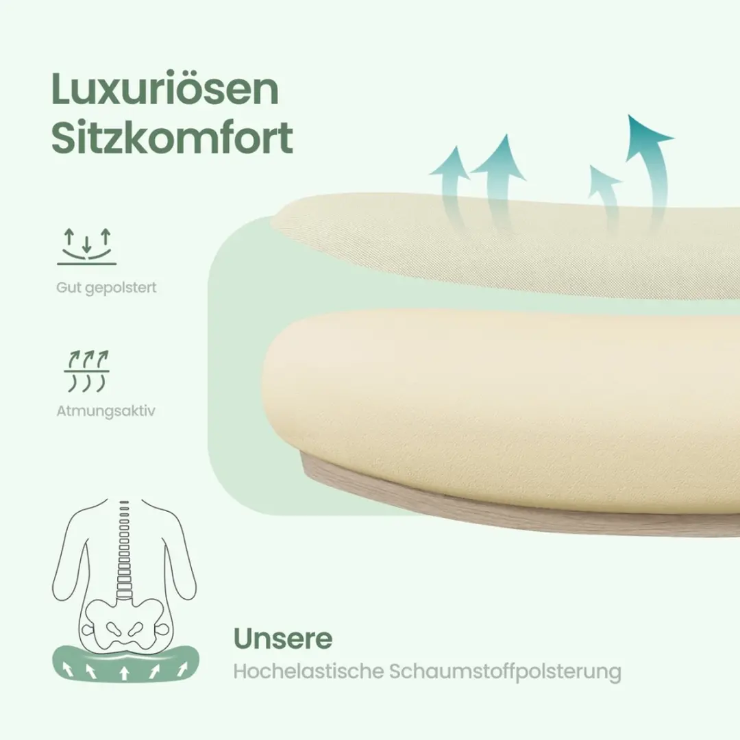 Songmics Bureaustoel Mesh Beige - Lendensteun - afbeelding 5 van 6
