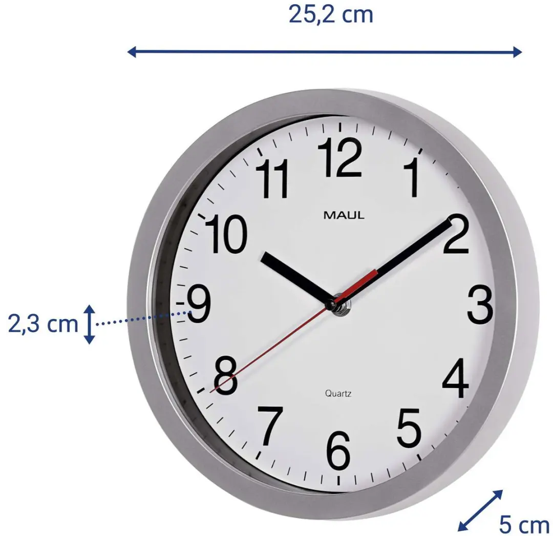 MAUL Wandklok MAULrun Ø25cm - Zilver - afbeelding 2 van 6