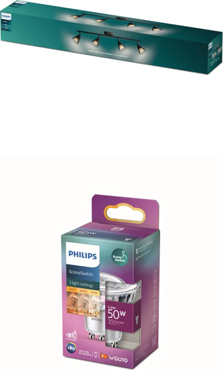 Philips Cleft Opbouwspot Zwart - 4x GU10 Warmwit 2700K - afbeelding 6 van 6
