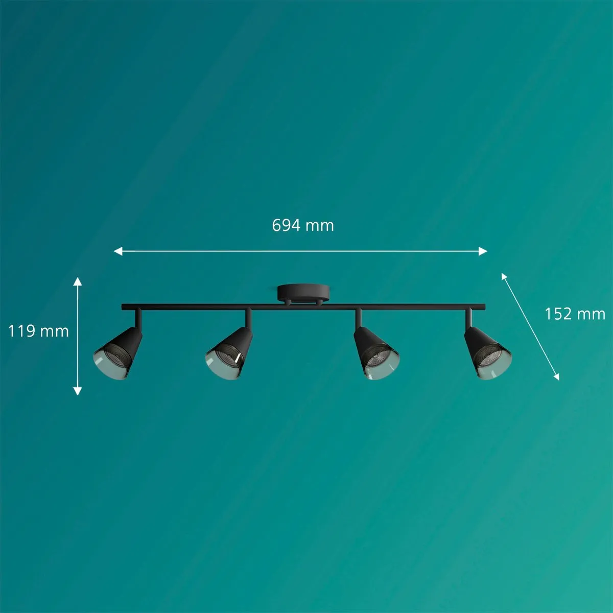 Philips Cleft Opbouwspot Zwart - 4x GU10 Warmwit 2700K