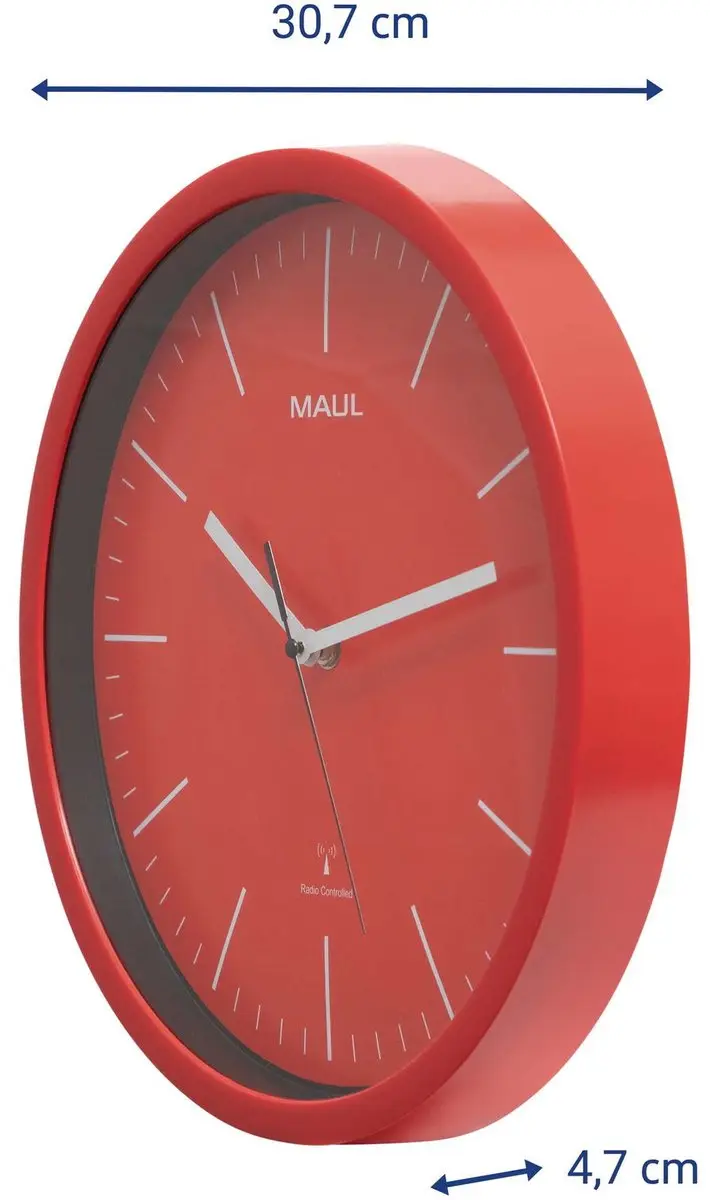 MAULjump Wandklok 30RC - Rood - Ø 31cm - afbeelding 2 van 6