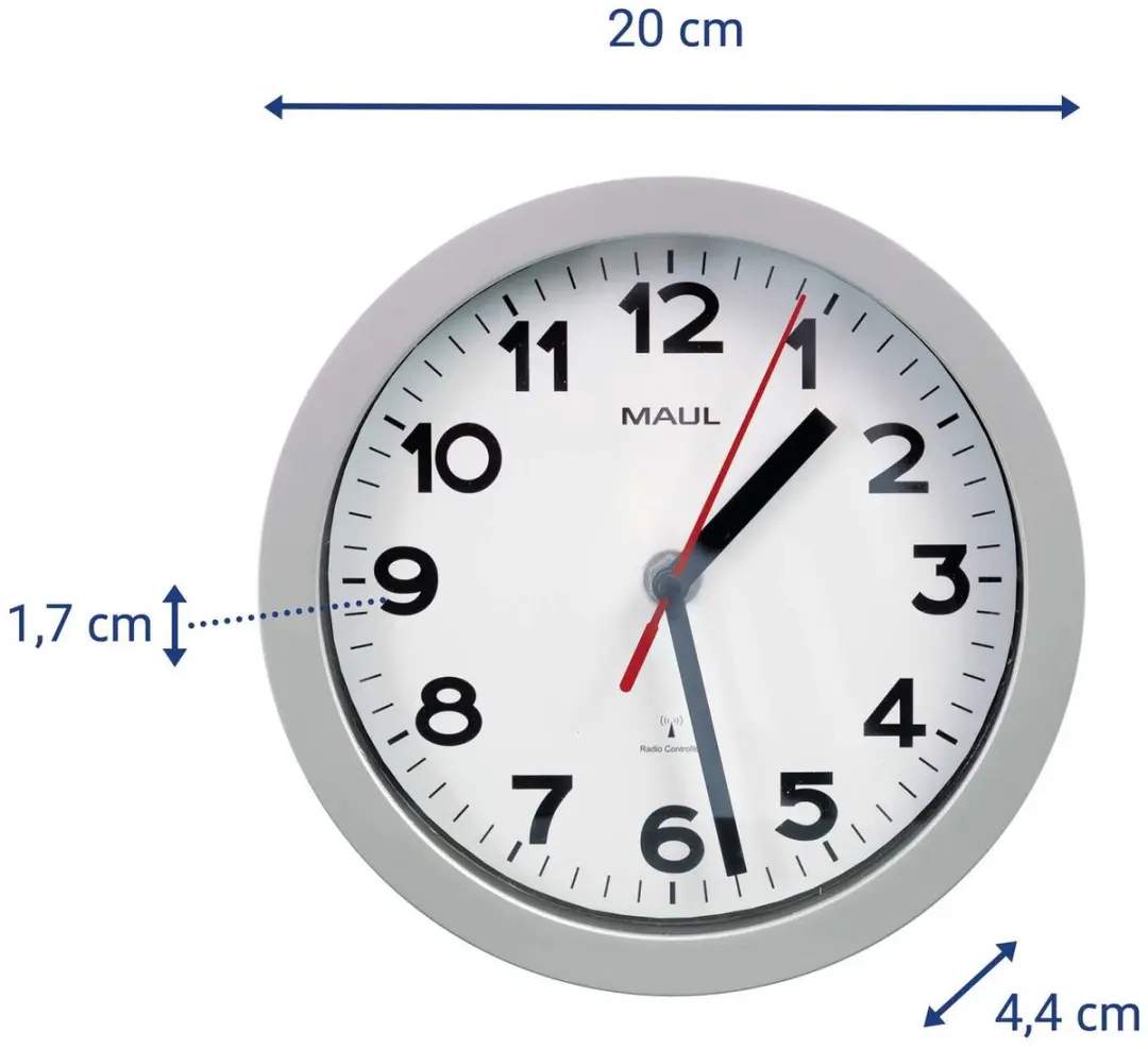 MAUL Wandklok MAULstep Ø20cm Radiogestuurd - Zilver - afbeelding 2 van 3