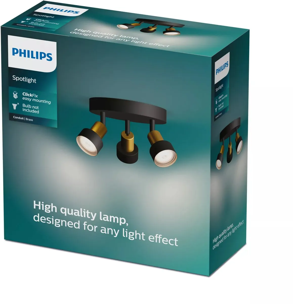 Philips Conduit Spot Plafondspot 3x GU10 - Zwart/Messing