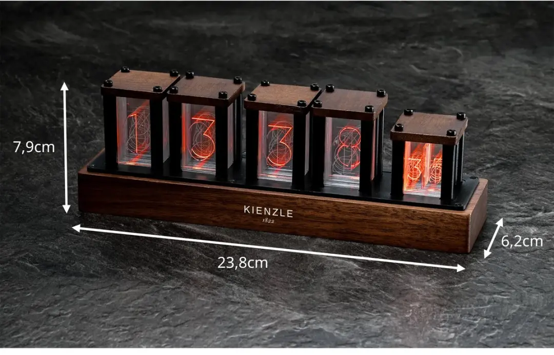 Bresser Kienzle Klok LED-Nixie Retro-design - Bruin - afbeelding 3 van 4