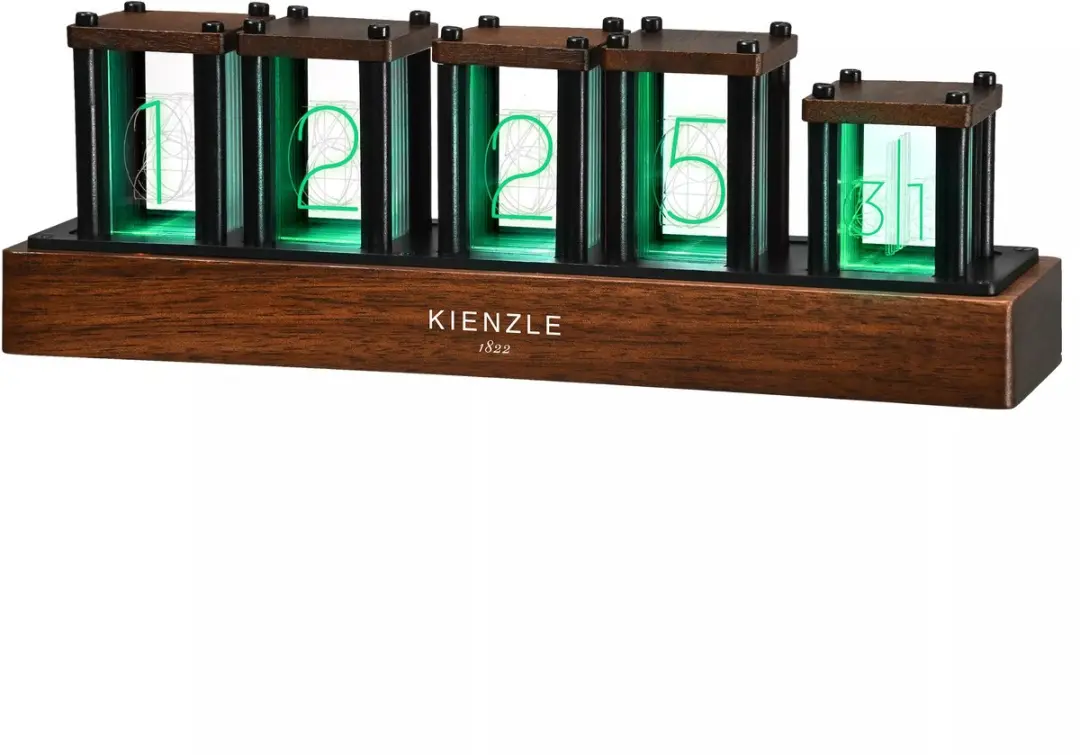 Bresser Kienzle Klok LED-Nixie Retro-design - Bruin - afbeelding 4 van 4