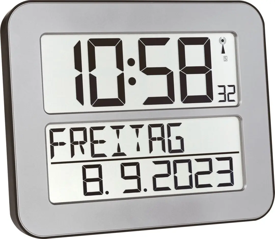 TFA Dostmann 60.4512.54 Digitaal Klok - Zendergestuurd - Zilverkleurig - afbeelding 3 van 6