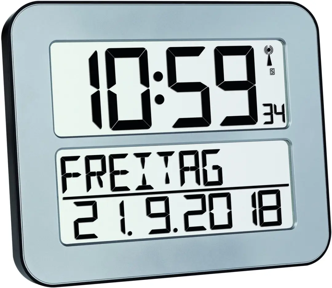 TFA Dostmann 60.4512.54 Digitaal Klok - Zendergestuurd - Zilverkleurig