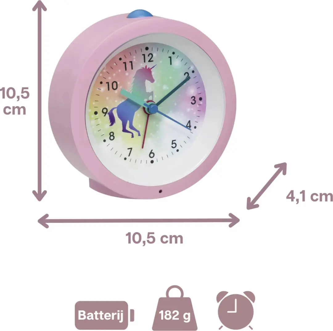 TFA Dostmann Kinderwekker Einhorn - Roze/Multikleur - 1,5V - afbeelding 5 van 6