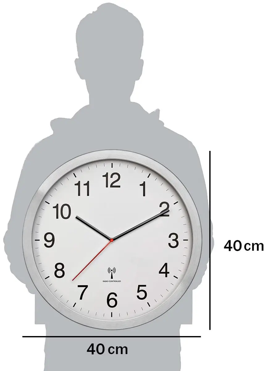TFA Dostmann Tijdsein Wandklok XL - 40cm - Leer - afbeelding 3 van 5