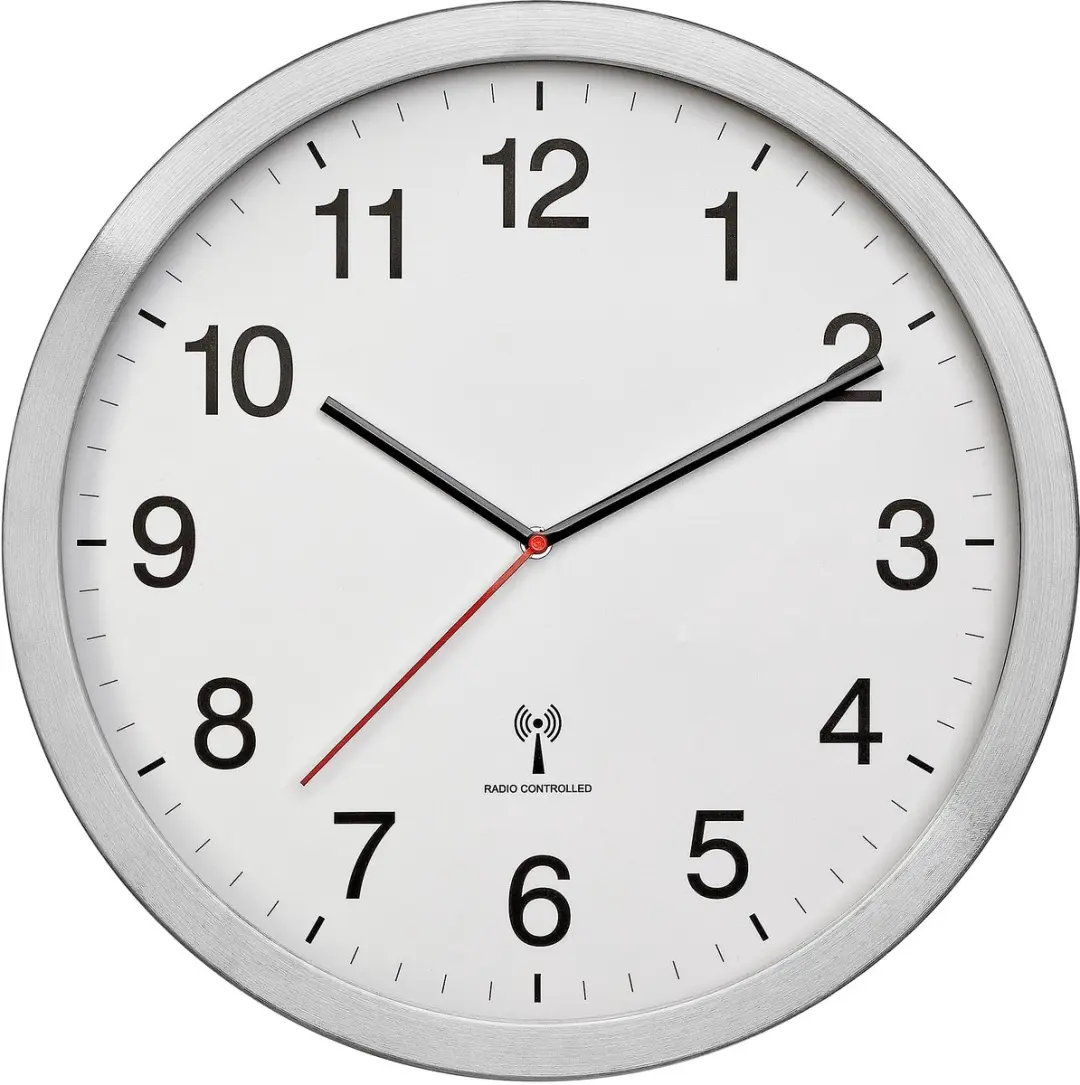 TFA Dostmann Tijdsein Wandklok XL - 40cm - Leer - afbeelding 4 van 5