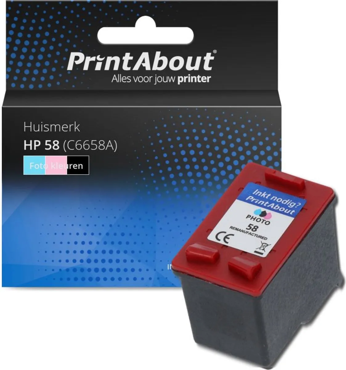 PrintAbout HP 58 C6658A Inktcartridge Foto Kleuren - 19ml