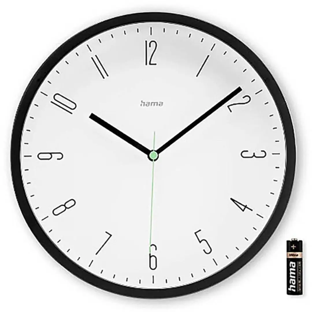 Hama Capri Wandklok - 25cm - Zwart/Wit - afbeelding 2 van 5