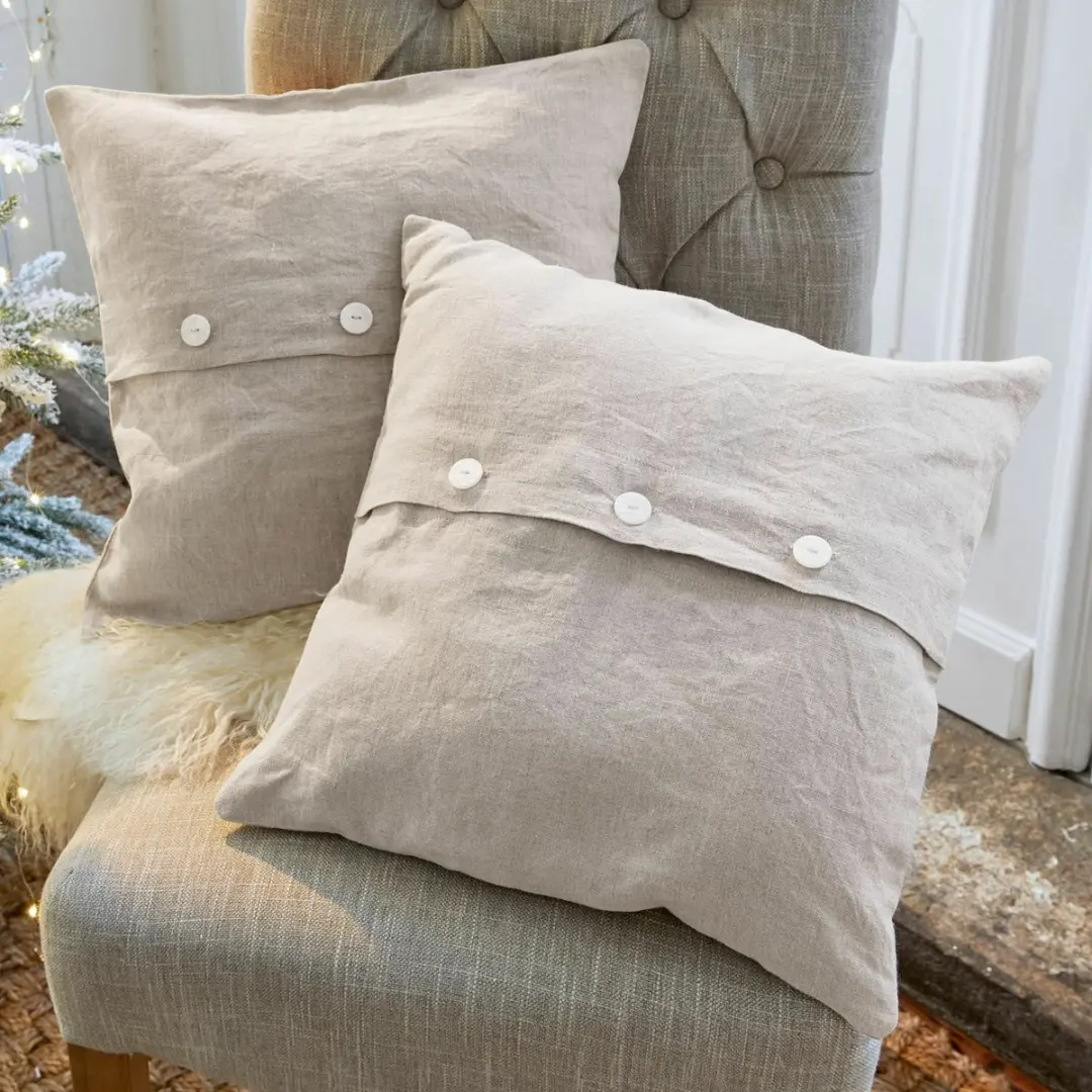 Loberon Kussenhoes Set 2 Stuks - Camon Beige/Rood - afbeelding 4 van 4