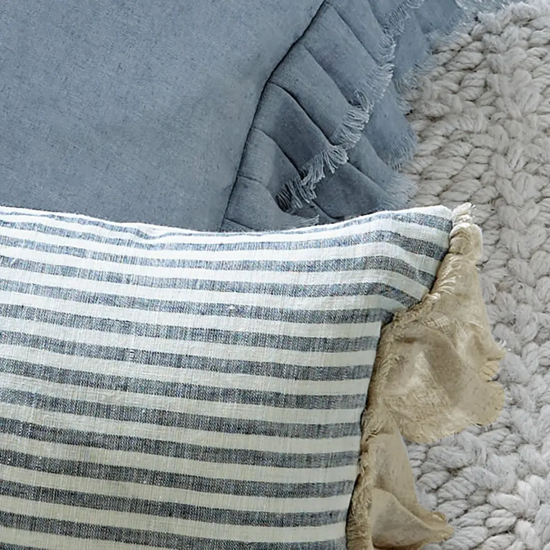 Loberon Kussenhoes Alexane - 2 Stuks Blauw/Wit - afbeelding 5 van 5