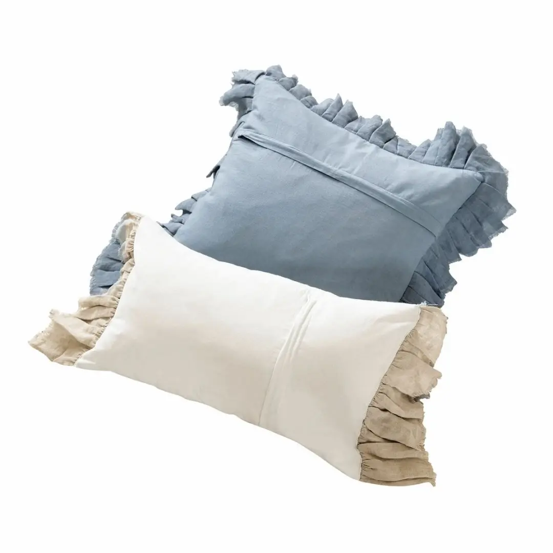Loberon Kussenhoes Alexane - 2 Stuks Blauw/Wit - afbeelding 2 van 5