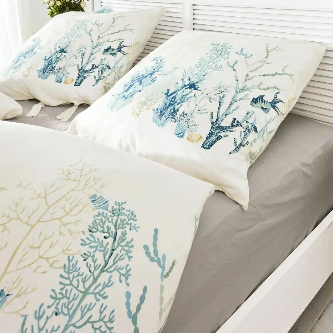 Loberon Dekbedovertrekset Grosmagny Eenpersoons - Crème/Blauw - afbeelding 2 van 5