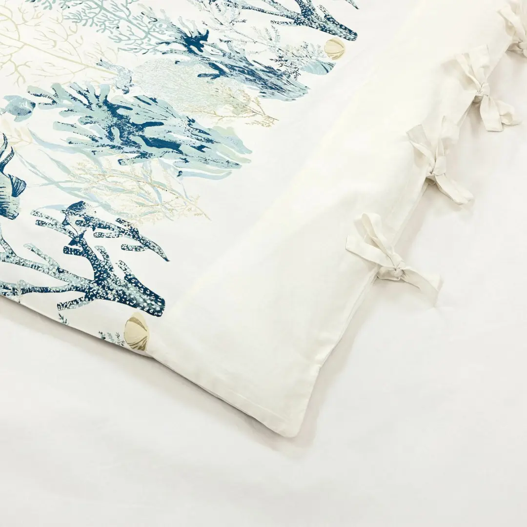 Loberon Dekbedovertrekset Grosmagny Eenpersoons - Crème/Blauw - afbeelding 4 van 5
