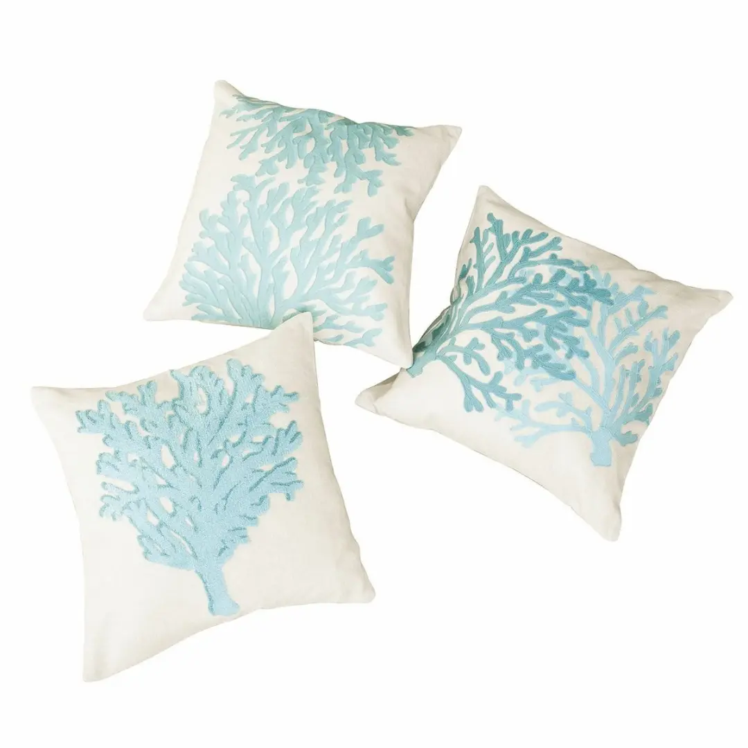 Loberon Kussenhoes Set 3 Stuks - Turquoise/Beige - afbeelding 2 van 6
