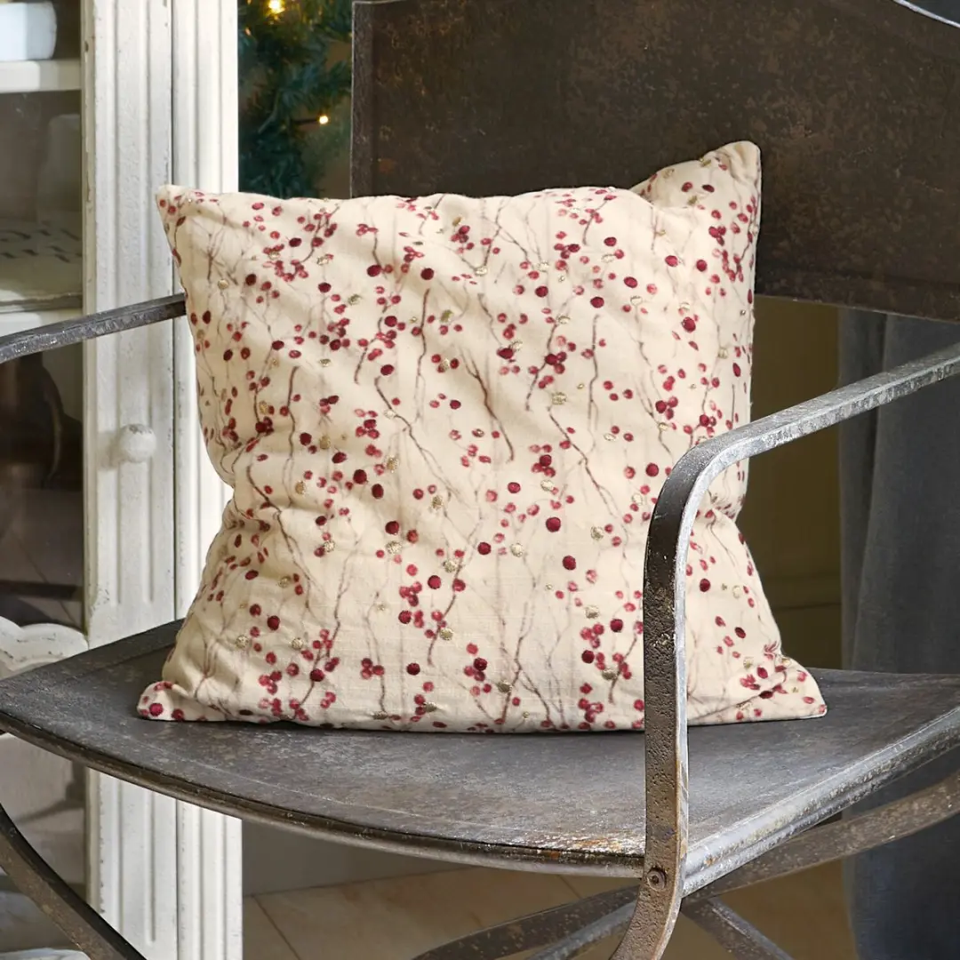 Loberon Kussenhoes Rimont - wit/rood - afbeelding 4 van 6