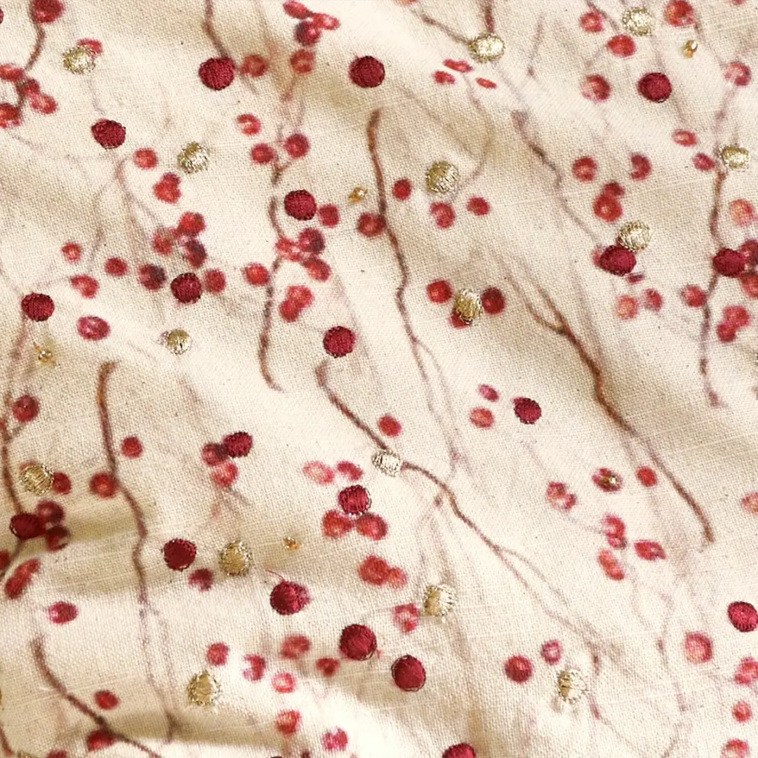Loberon Kussenhoes Rimont - wit/rood - afbeelding 3 van 6
