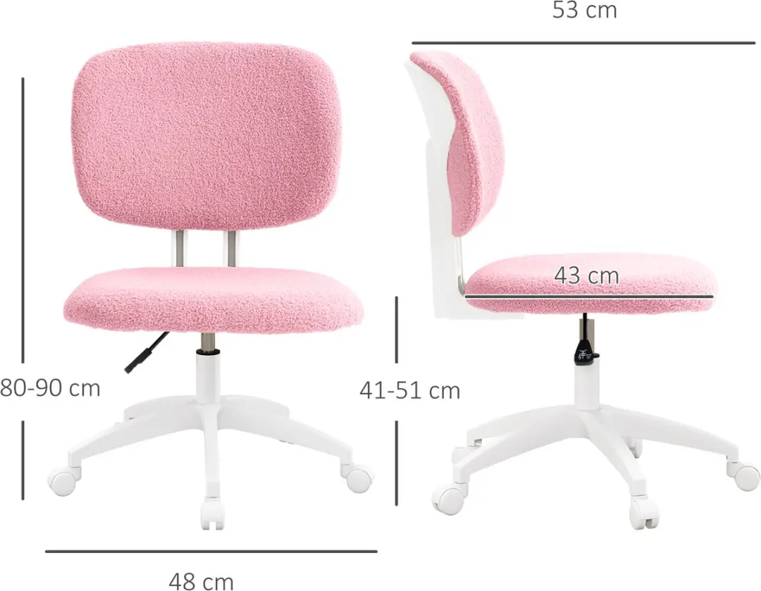 Vinsetto Bureaustoel Roze - Hoogteverstelbaar - afbeelding 5 van 6