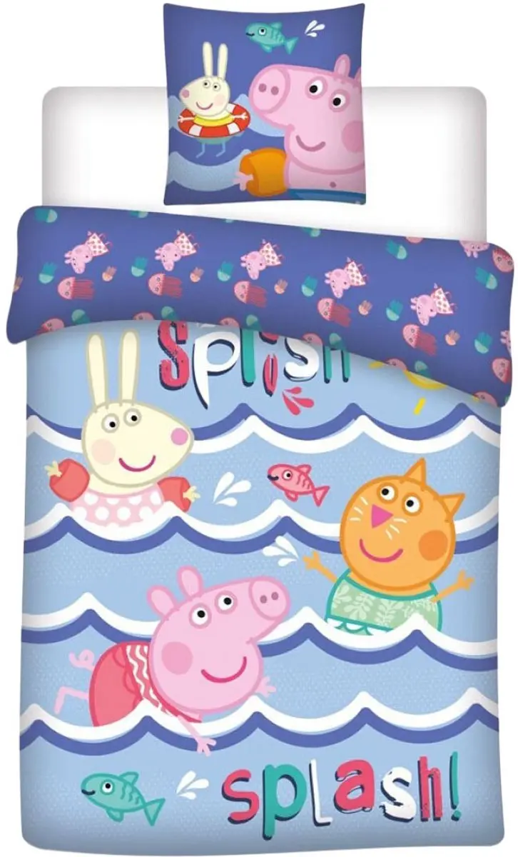 Peppa Pig Dekbedovertrek Splash - 140x200cm - Blauw - afbeelding 3 van 3