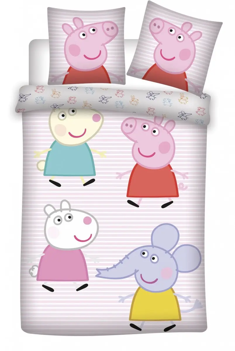 Peppa Pig peuterdekbedovertrek George Emily en Suzy 100 x 135 cm