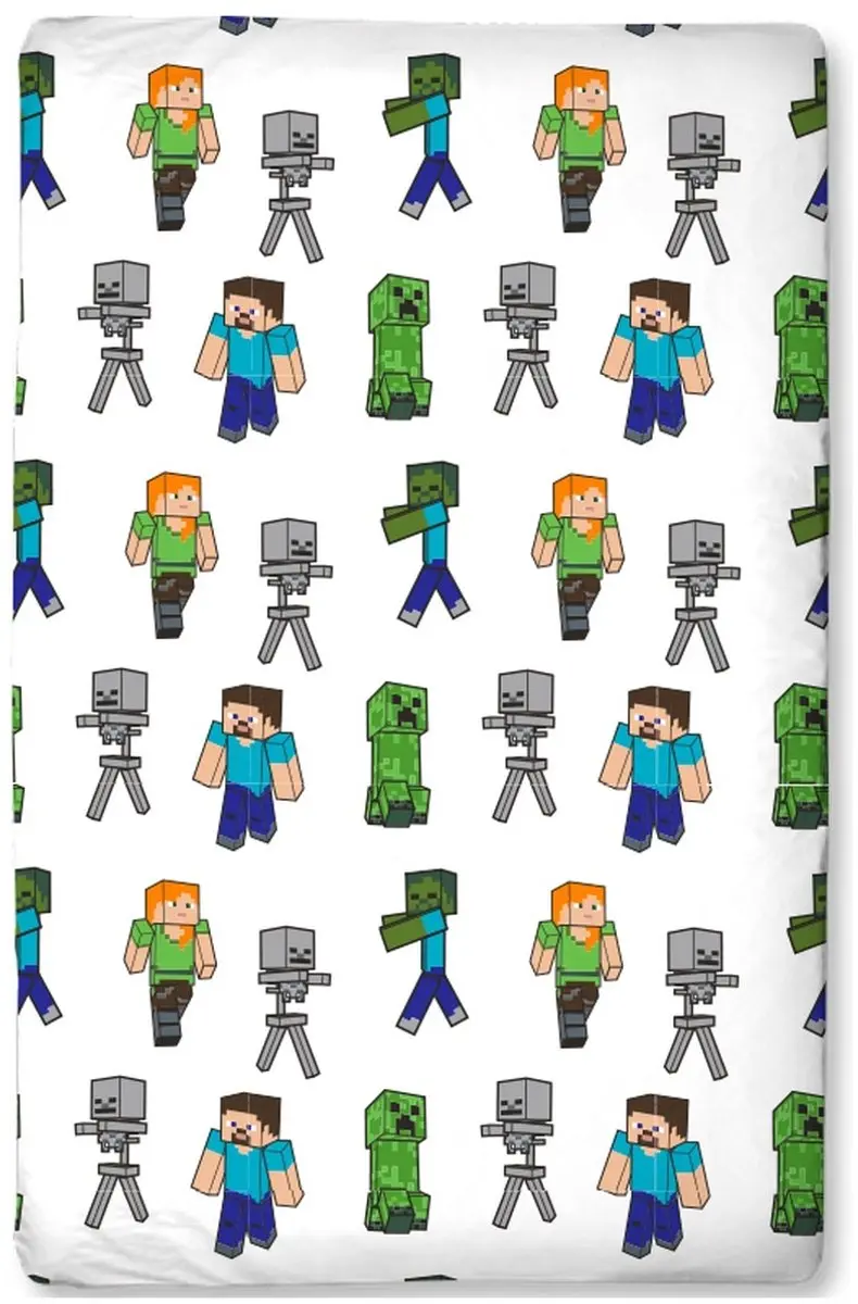 Minecraft Hoeslaken 200x90cm jersey katoen