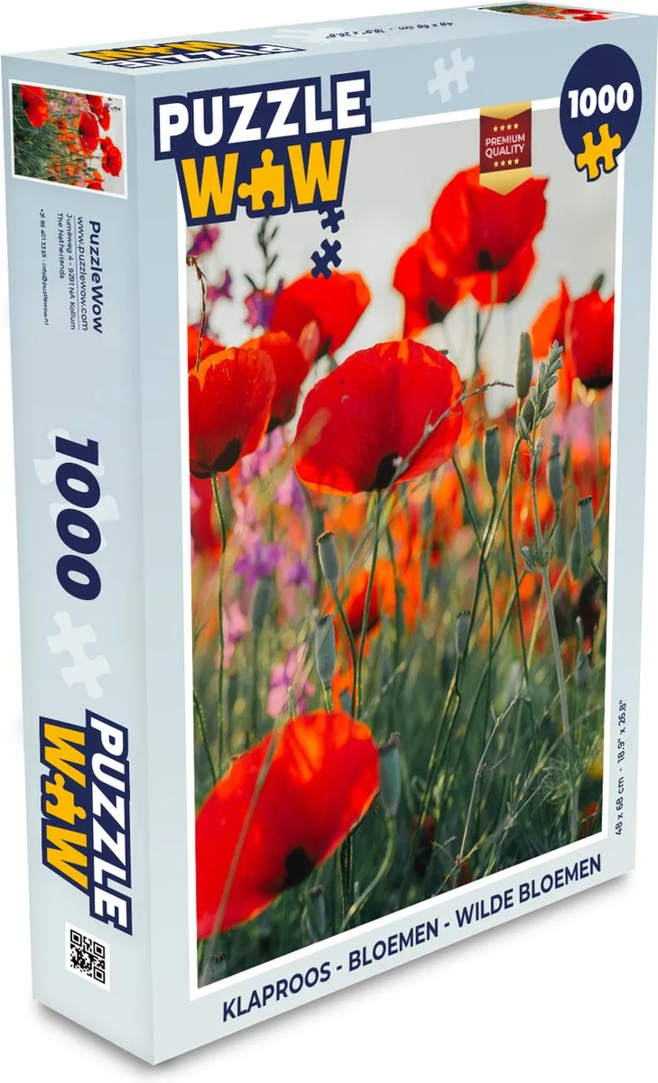 PuzzleWow Klaproos Legpuzzel 1000 Stuks - Multicolor
