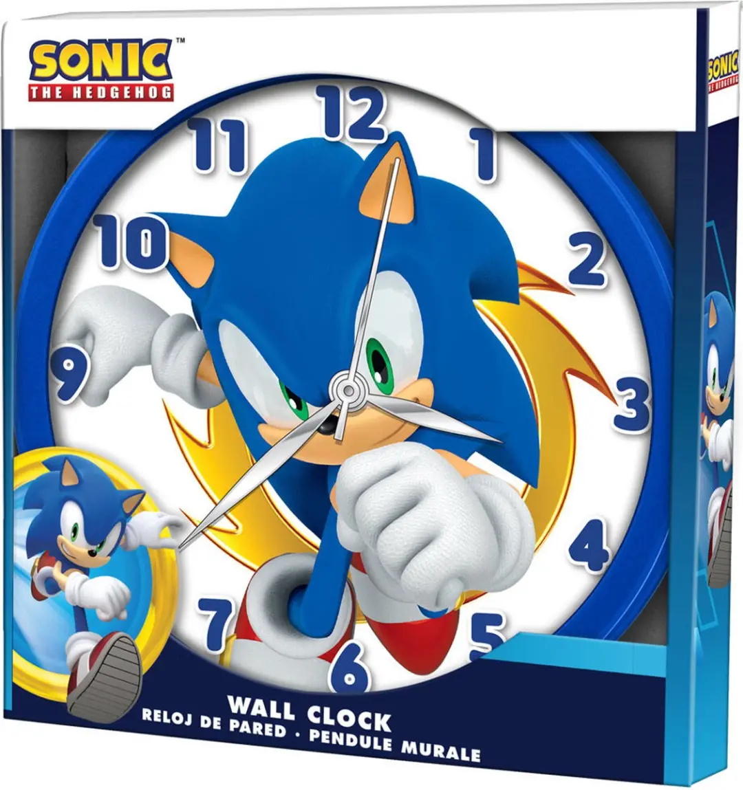 Sonic The Hedgehog Wandklok - 25cm - Blauw - afbeelding 2 van 3