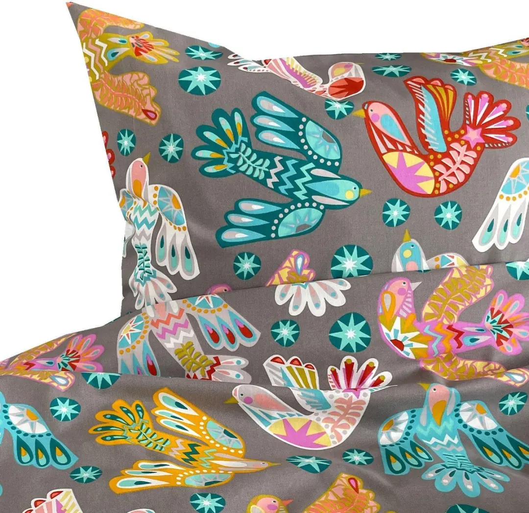 BINK Bedding Dekbedovertrek Suus Grijs 1-persoons 140 x 200/220 cm (+1 kussensloop 60 x 70 cm)