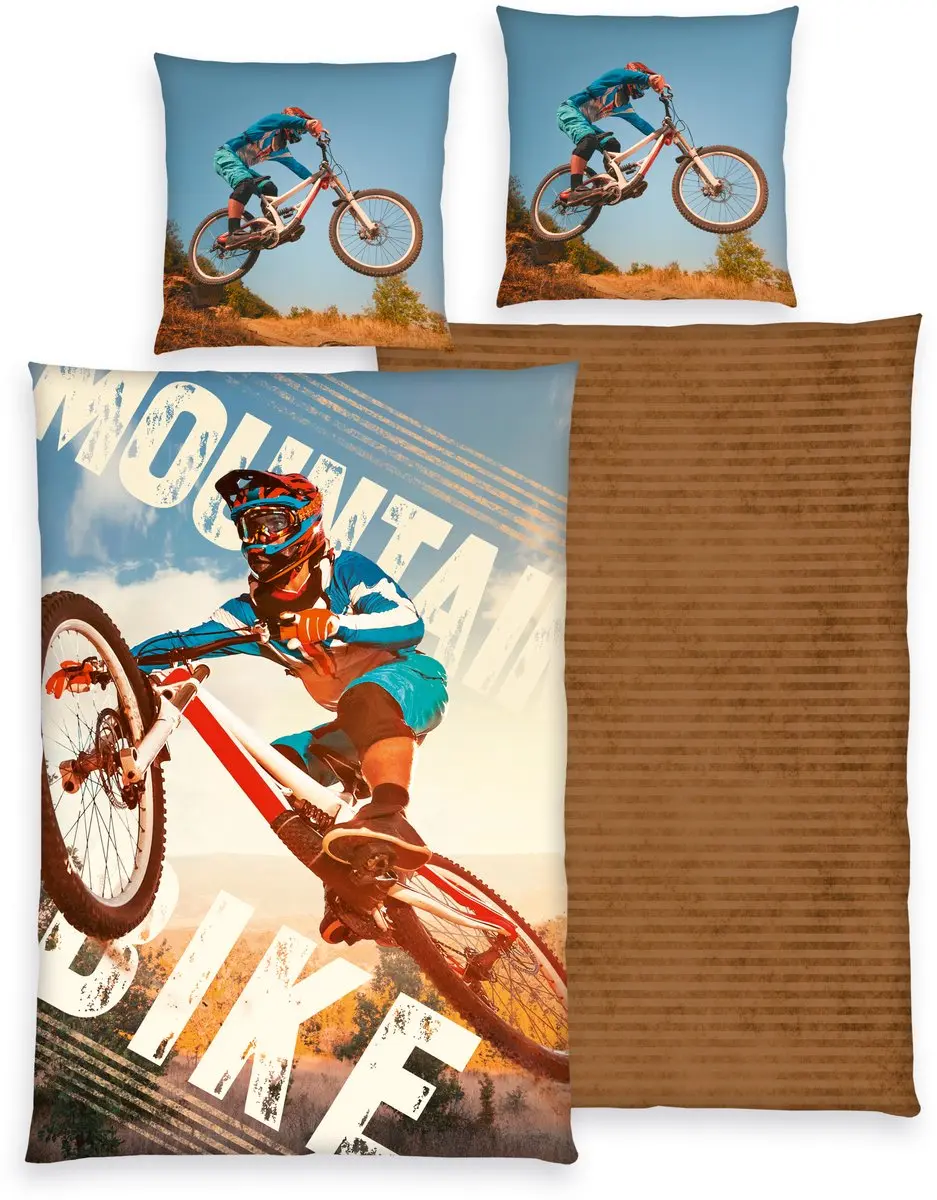 Dekbedovertrek Mountainbike 135x200 cm incl 1 sloop 80x80 cm