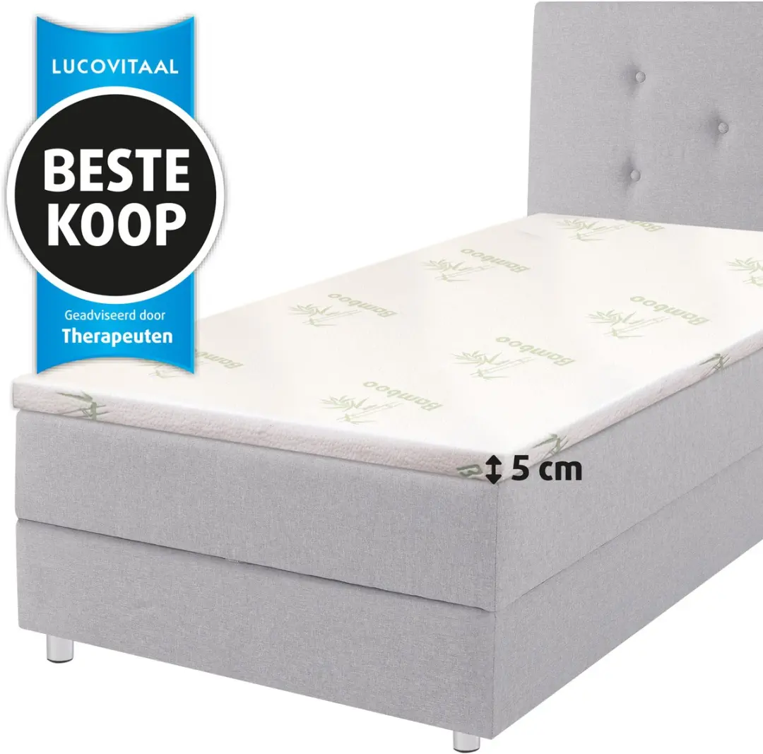 Lucovitaal Bamboe Topmatras Eenpersoons - Wit - afbeelding 3 van 3