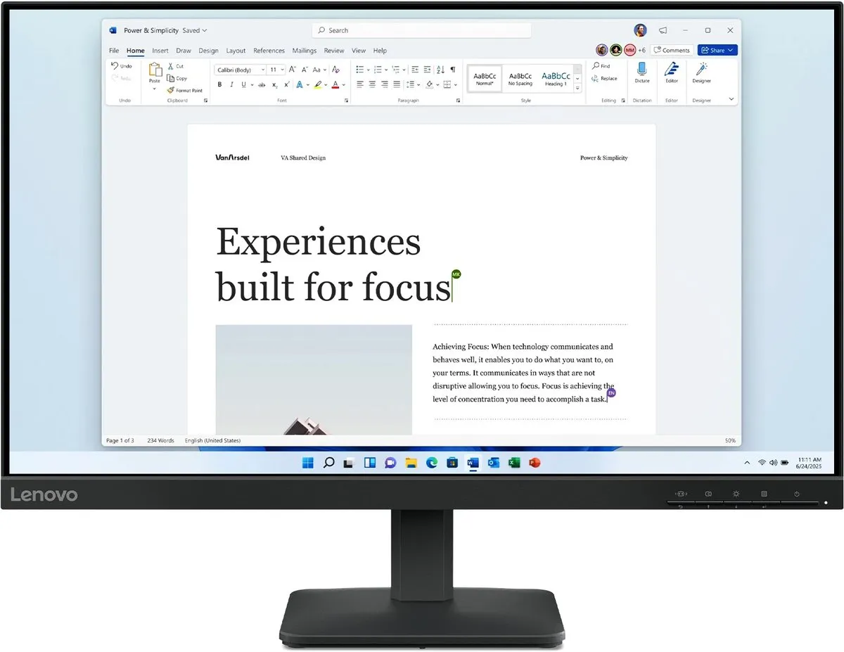Lenovo 68C2KAC1EU Monitor Full HD 24" - Zwart