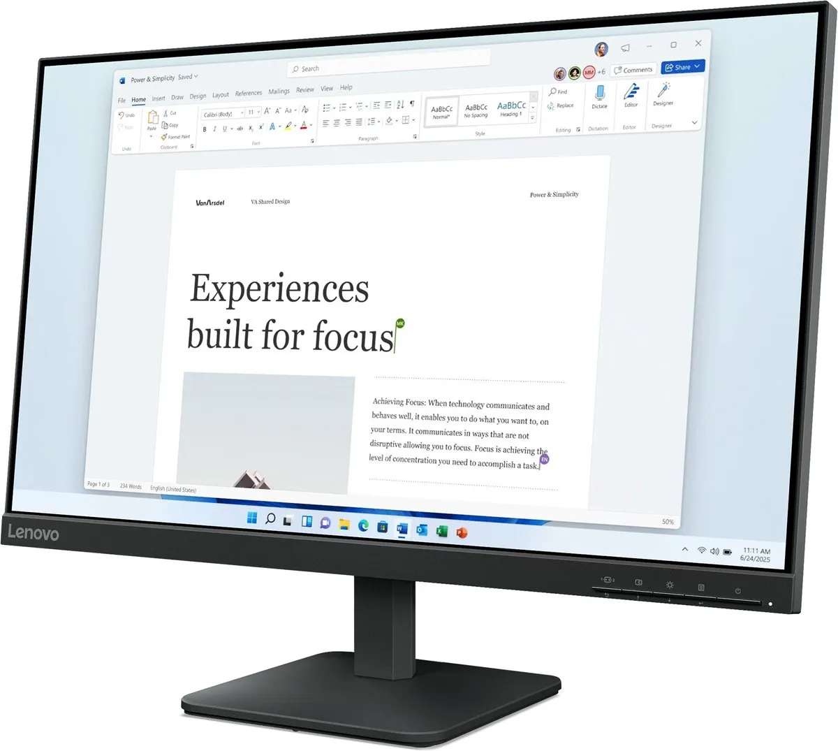 Lenovo 68C2KAC1EU Monitor Full HD 24" - Zwart - afbeelding 6 van 6