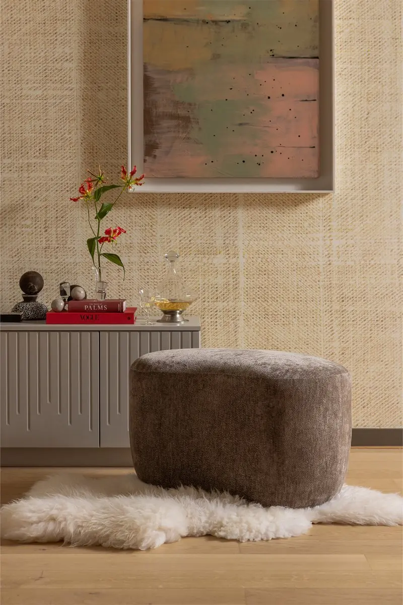 WOOOD Popular Organische Poef - 43x73x49cm - Taupe - afbeelding 3 van 6