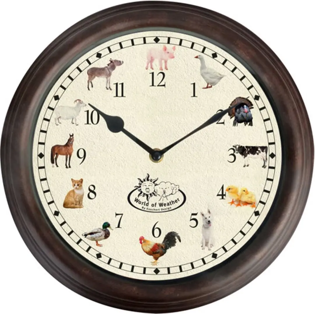 Esschert Design Klok met boerderijdierengeluiden