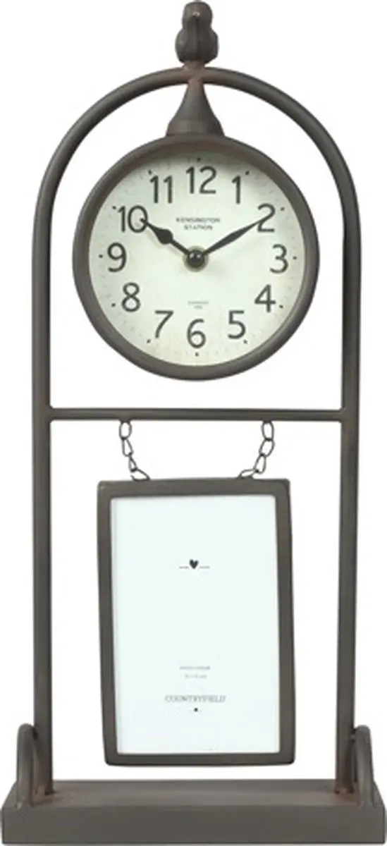 Countryfield Tafelklok Lynton metaal L8B20H44CM wit/zwart