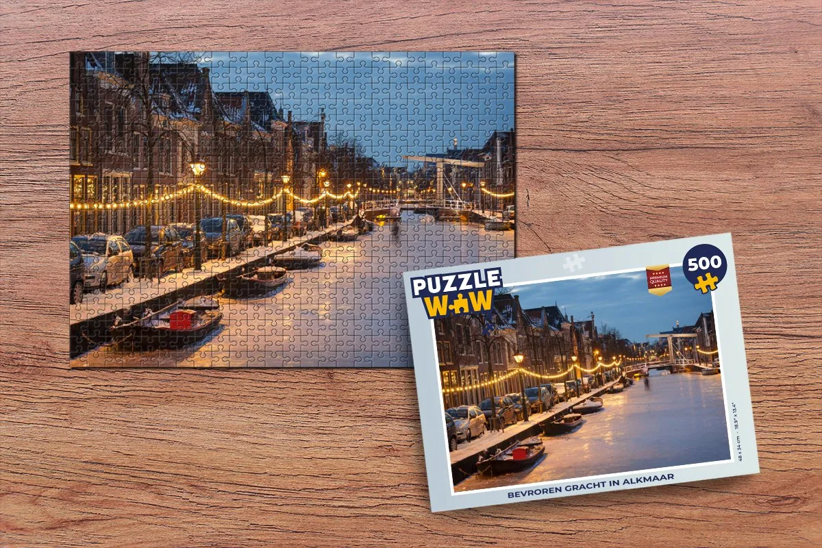 PuzzleWow Puzzel Alkmaar Gracht Winter 500 Stuks