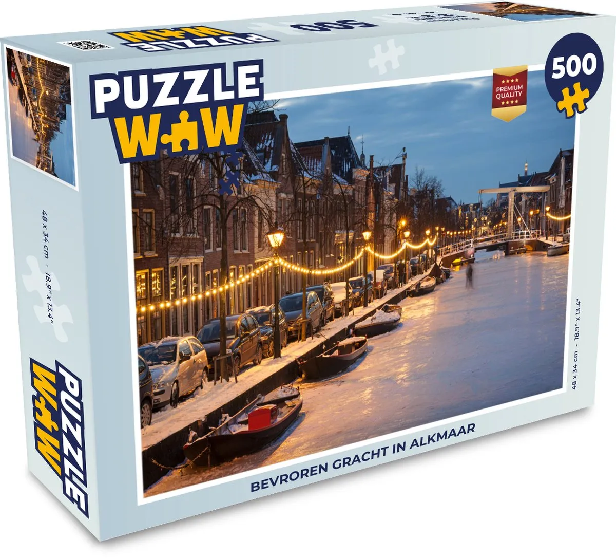 PuzzleWow Puzzel Alkmaar Gracht Winter 500 Stuks - Multicolor