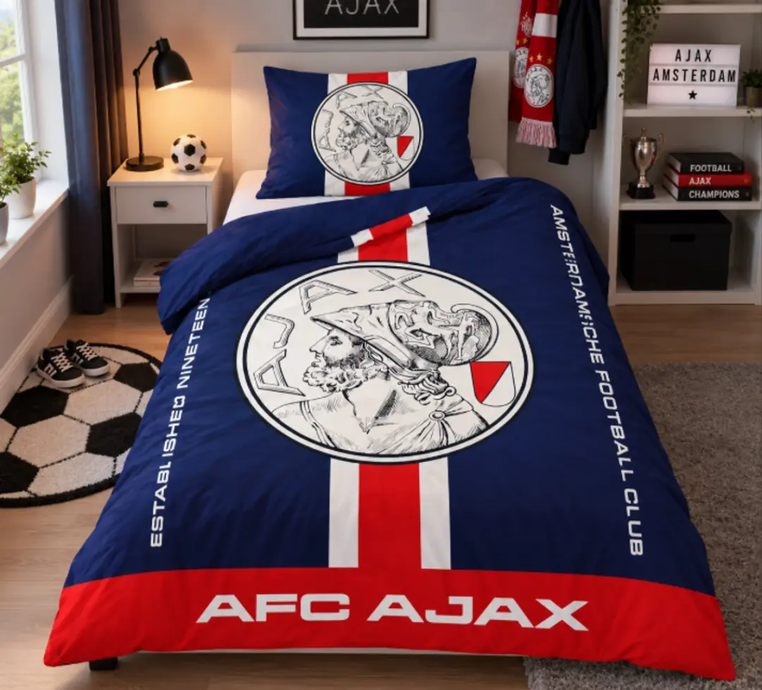 Ajax-dekbedovertrek blauw rood